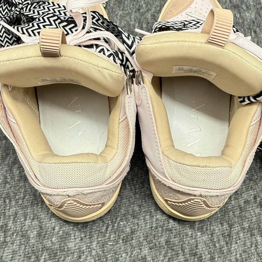 Lanvin Curb Sneakers Womens Sz 8 EU 38 Pink Cream Made In Italy Leather - Picture 9 of 12
